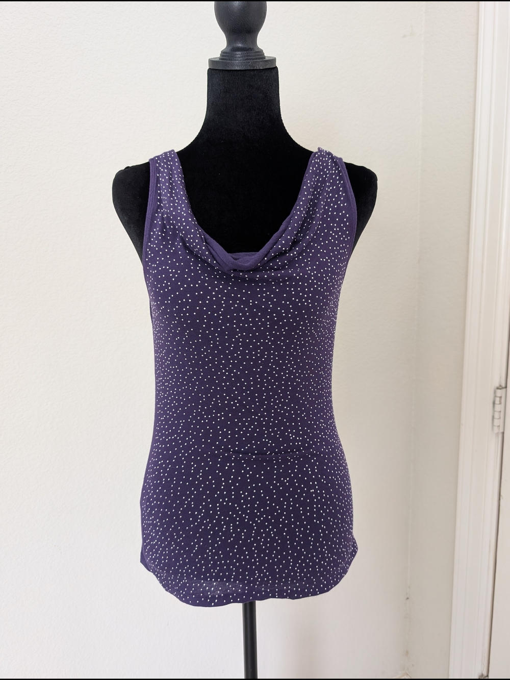 Express Purple Sparkle Cowl Neck Sleeveless Top